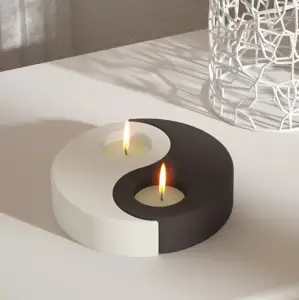 YIN YANG CEMENT CANDLE HOLDER HOME DECORATION