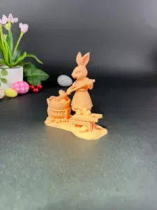 Bunny dyeing eggs