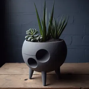 Far-Out Mid Century Plant Pot "We Have Landed"