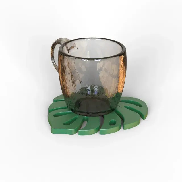 Monstera Leaf Coaster Set, 3D Tropical Printable STL File, — Фото 4 из 7