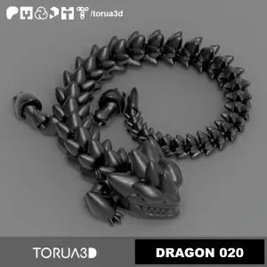 Articulated Dragon 020 - Print in place - No supports- STL