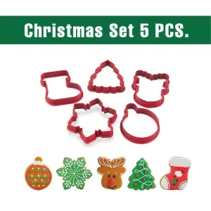 Christmas Cookie Cutter Set - 5 pcs, Festive Holiday Baking