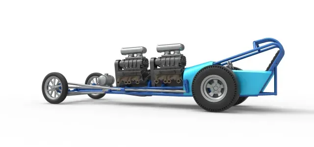 Front engine vintage dragster with 2 V8 Version 2 Scale 1:25 — Фото 8 из 9