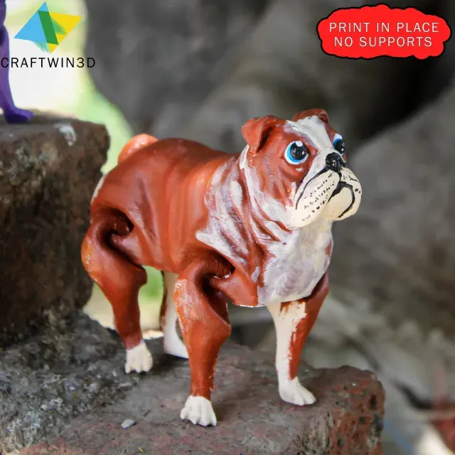 Flexy Bull dog print in place no supports