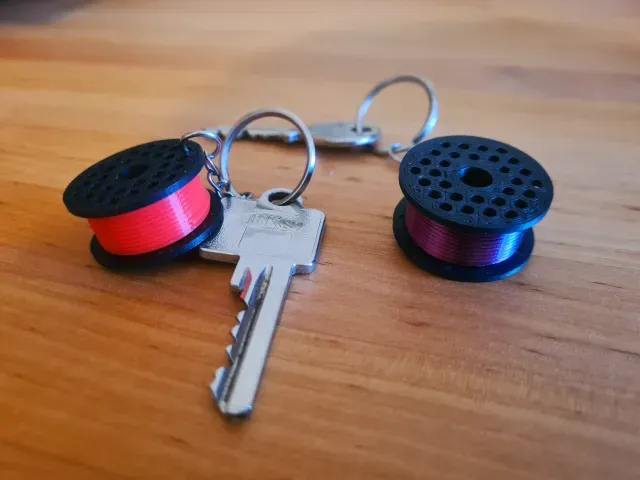 Filament spool keychain (with wall mount/holder)