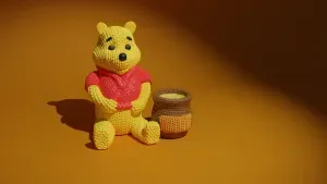 Crochet Knitted Winnie the Pooh with honey Jar Painted