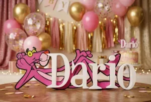 🌸 Pink Panther Name Sign: Custom Decor - [Dario]