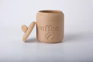 Coffee Storage Jar with Lid and Bean Detail