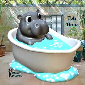 Moo Deng Pigmy Hippo Tub Time Figurine