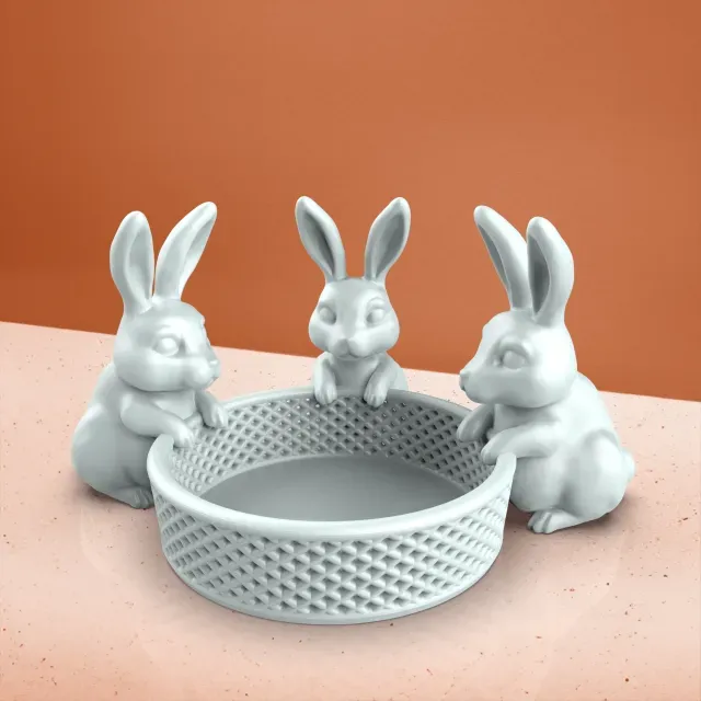 3D Easter Bunny Basket, 3 Rabbit Model, Easter Egg Gifts — Фото 3 из 6