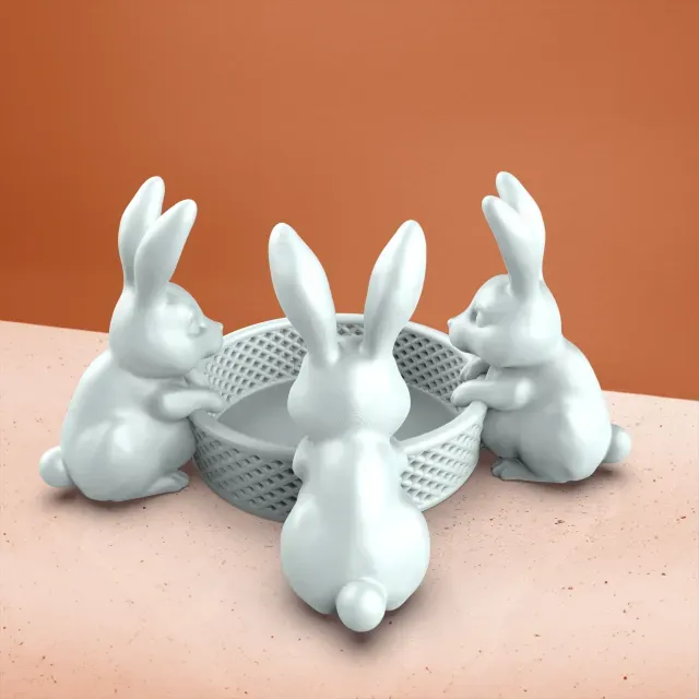 3D Easter Bunny Basket, 3 Rabbit Model, Easter Egg Gifts — Фото 2 из 6