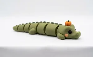 Cute Flexi Alligator with Pumpkin Hat/ Articulated Halloween