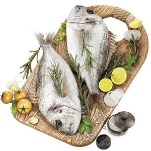 fresh fish with vegetables and herbs