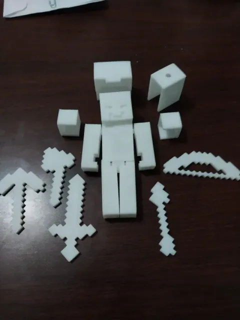 Minecraft Steve and his armor with tools.