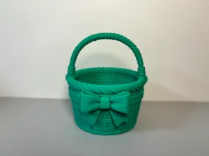 Fresh green woven bowknot handheld basket, storage basket