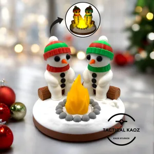 Snowman Campfire Scene - Too Cool to Melt