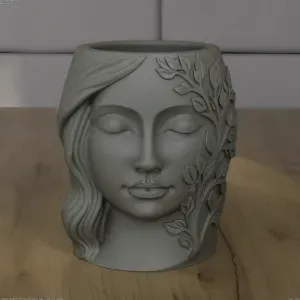 Woman Face Planter STL Desk Organizer