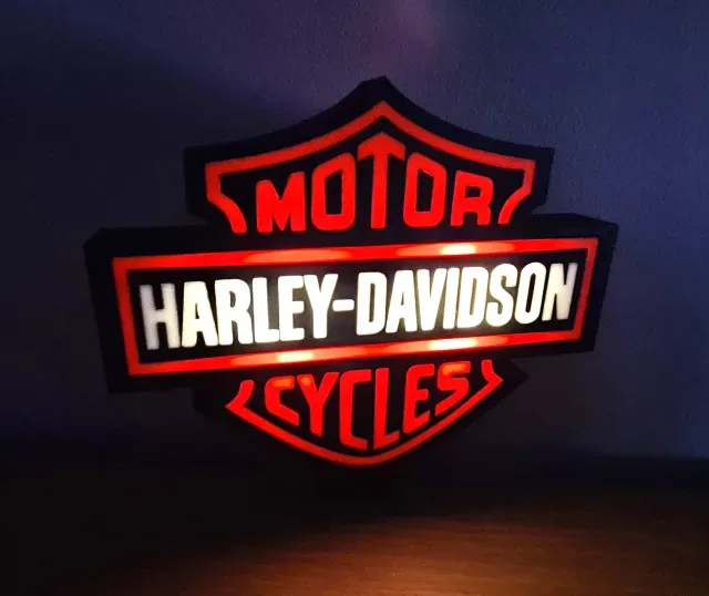 Harley Davidson Motorcycles Lightbox Wall Mounted Desk Stand