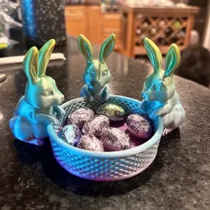 Easter Bunny Basket, Easter Egg Gifts, 3 Rabbit Model