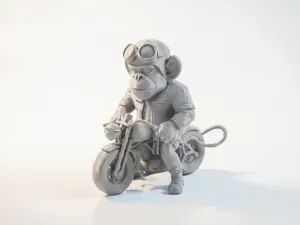 Biker Monkey Figurine Animal Collectible 3D Printable