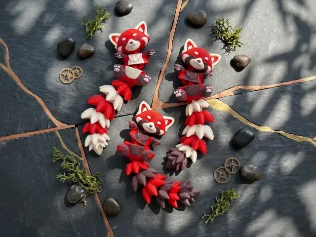 Fluffy Tail Cute Flexi Baby Red Panda - Toy/ Keychain/Magnet — Image 3 of 9