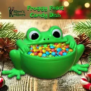 FROGGY CANDY DISH GARDEN FROG SERVING PARTY BOWL