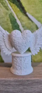 Modern Elegant Winged Heart Photo Frame Sculpture