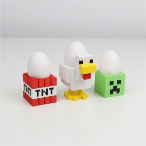 MINECRAFT EGG CUP 3 in 1 BUNDLE / CHICKEN, CREEPER & TNT