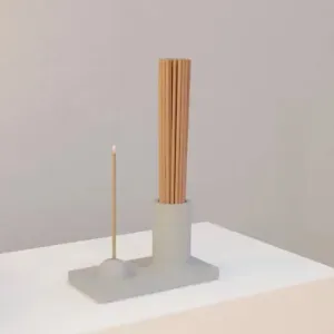 CEMENT INCENSE HOLDER TABLETOP MATCH TOOTHPICK