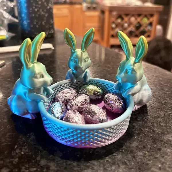 3D Easter Bunny Basket, 3 Rabbit Model, Easter Egg Gifts — Фото 5 из 6
