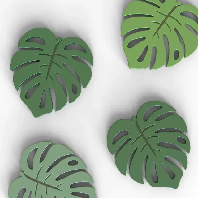 Monstera Leaf Coaster Set, 3D Tropical Printable STL File, — Фото 5 из 7