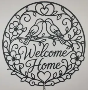 Welcome Home Floral Birds 2D Wall Art