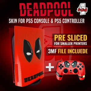 PS5 Controller & PS5 Cover for console / Deadpool + 3MF file