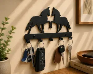 Twin Horse Wall Key Holder