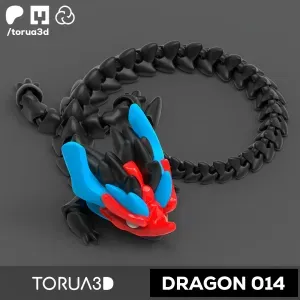 Articulated Dragon 014 - No supports - Print in place - STL