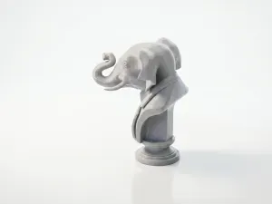 Elephant Bust Gentleman Statue 3D Printable