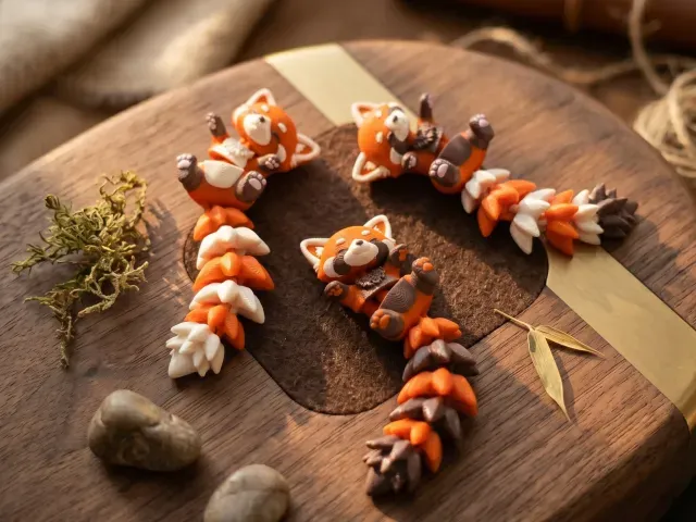 Fluffy Tail Cute Flexi Baby Red Panda - Toy/ Keychain/Magnet — Image 5 of 9