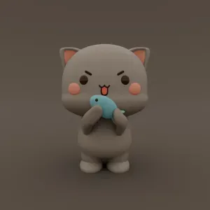 Kawaii Cat ( Eating Fish )