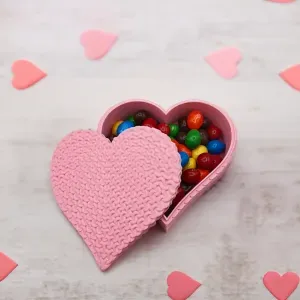Heart Knitted Crochet Container Valentines Storage