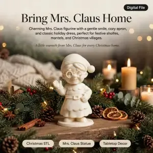Mrs. Claus Figurine, Christmas Statue, Village Decor