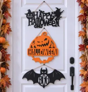 Halloween Wall - Door Sign Decor Set, 3 pcs. Happy Halloween