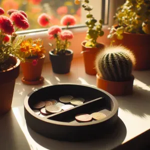 Round Coin Tray – Coin & Key Catcher with Two Compartments