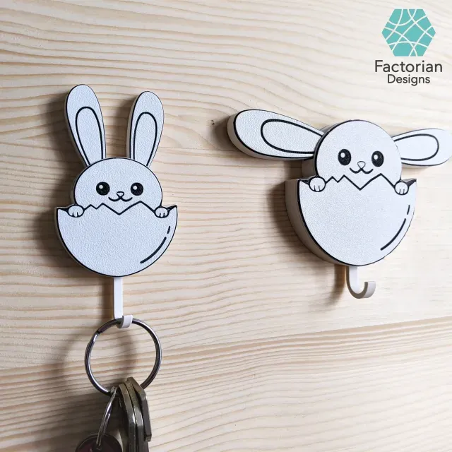 Key & Towel Holder - Wall Bunny - Funny and Cute Organizer — Image 2 of 9