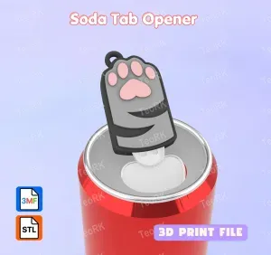 Soda Tab Opener Keychain cat hand - stay pawsite