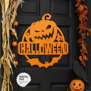 Pumpkin Halloween Sign, Scare Boo! Decor, Wall - Door Hanger