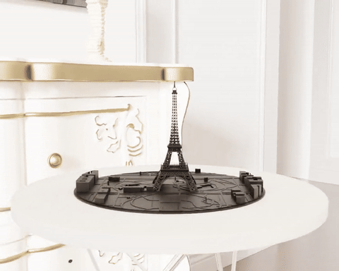 Eiffel Tower & Paris City Circular Topographic Map