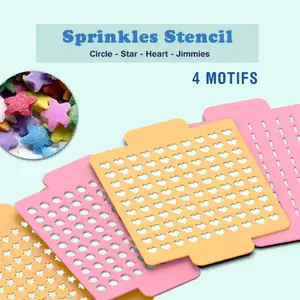 3D Sprinkles Stencil Set, Cookie Fondant Decoration, 4 Motif