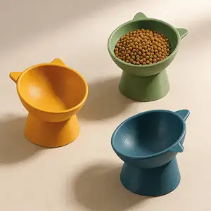 Cat Shape Pet Bowl,Elevated Tilted,Pet Decor Functional Bowl