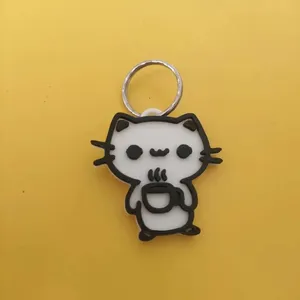 Cute Cat drinking Coffee keychain