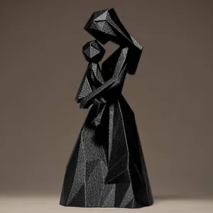 Geometric Mother and Child Figurine